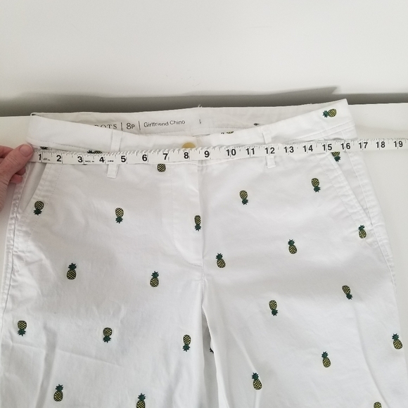 Talbots Pineapple Print Girlfriend Chino White Pants Size 8P - Picture 11 of 14